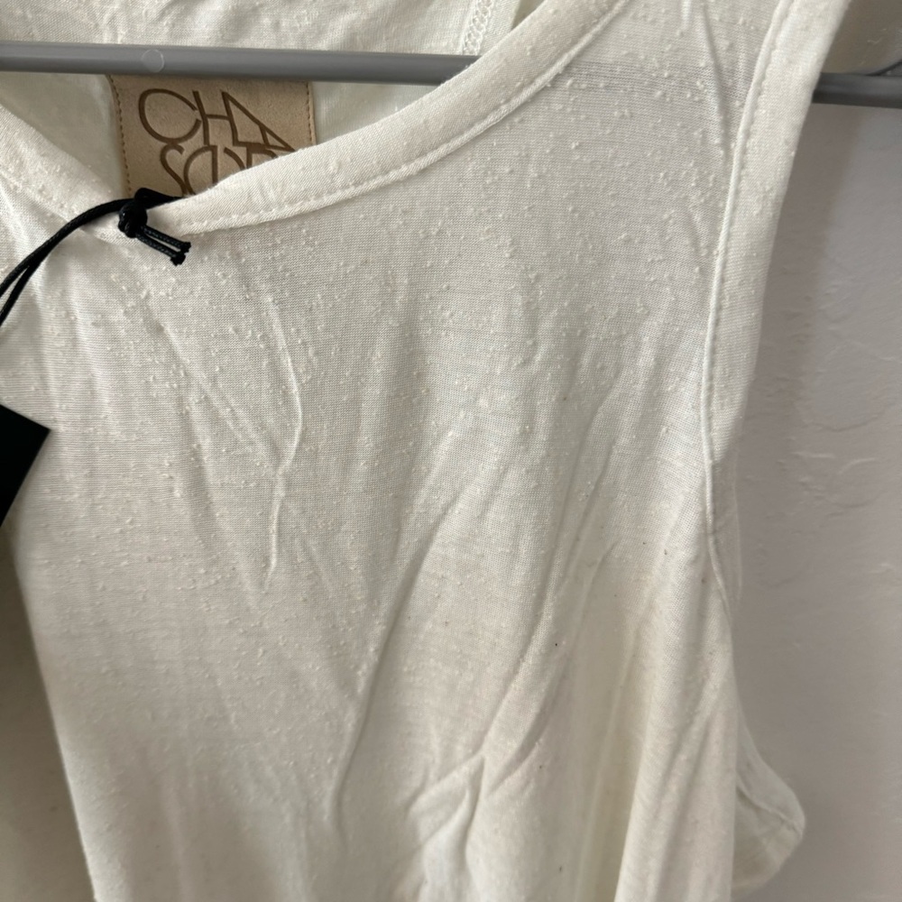 Chaser Textured White Milk Medium Swing Open Back Tank medium - Picture 4 of 7